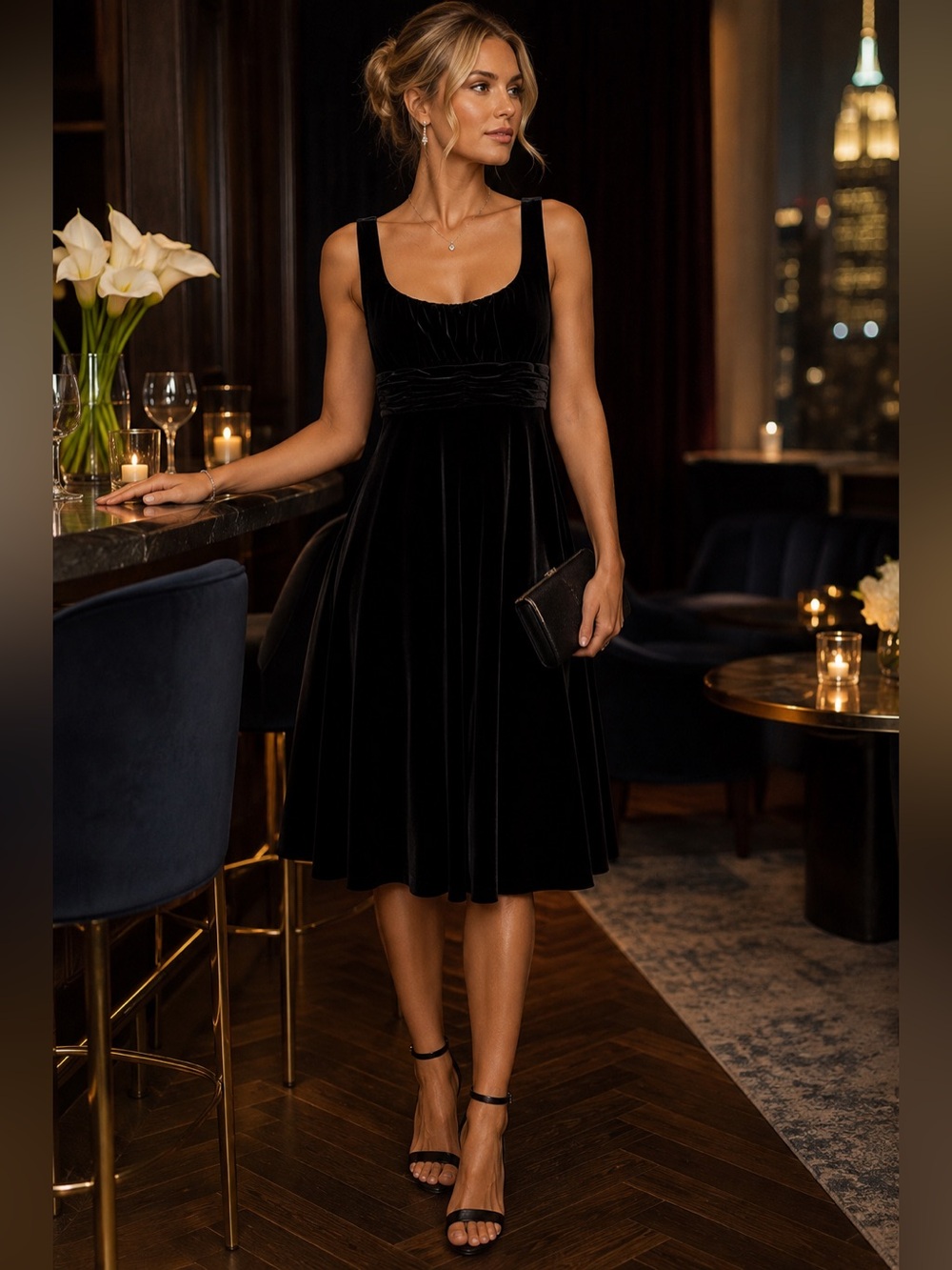 Evan-Picone Dress Black Sleeveless Midi Size 10 NWT